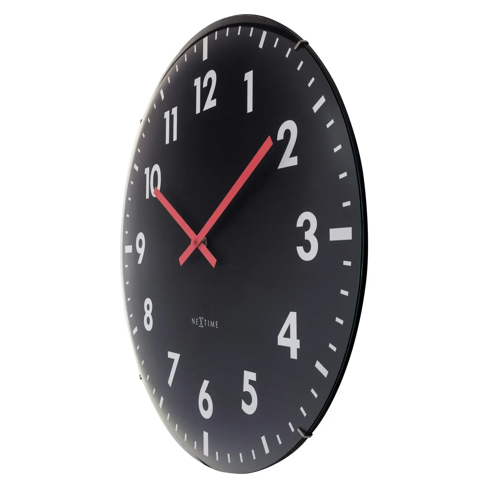 NeXtime Duomo Glass Analogue 50cm Hanging Wall Clock Decor Silent Sweep Black