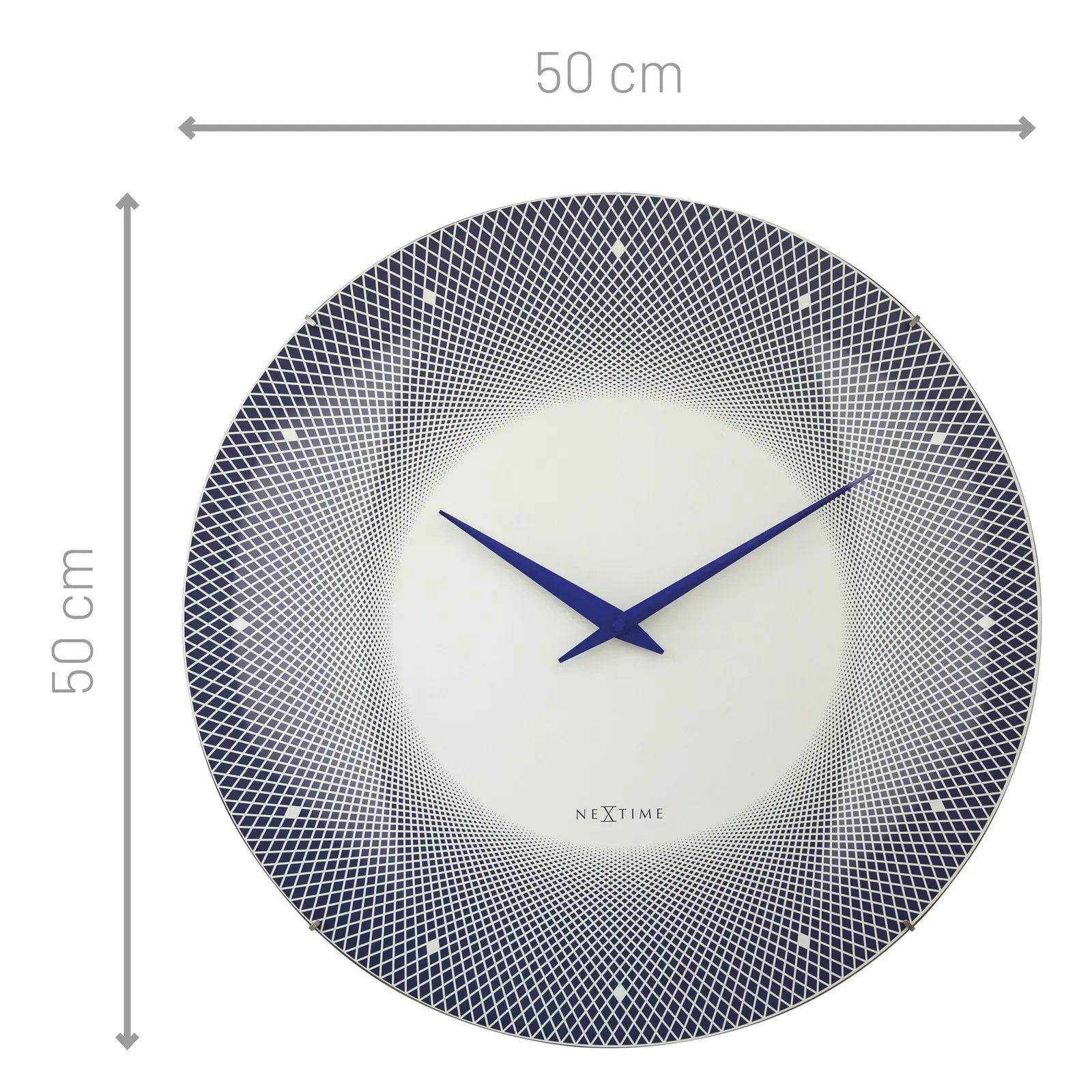 NeXtime Deep Glass Analogue 50cm Hanging Wall Clock Decor Silent Sweep Blue