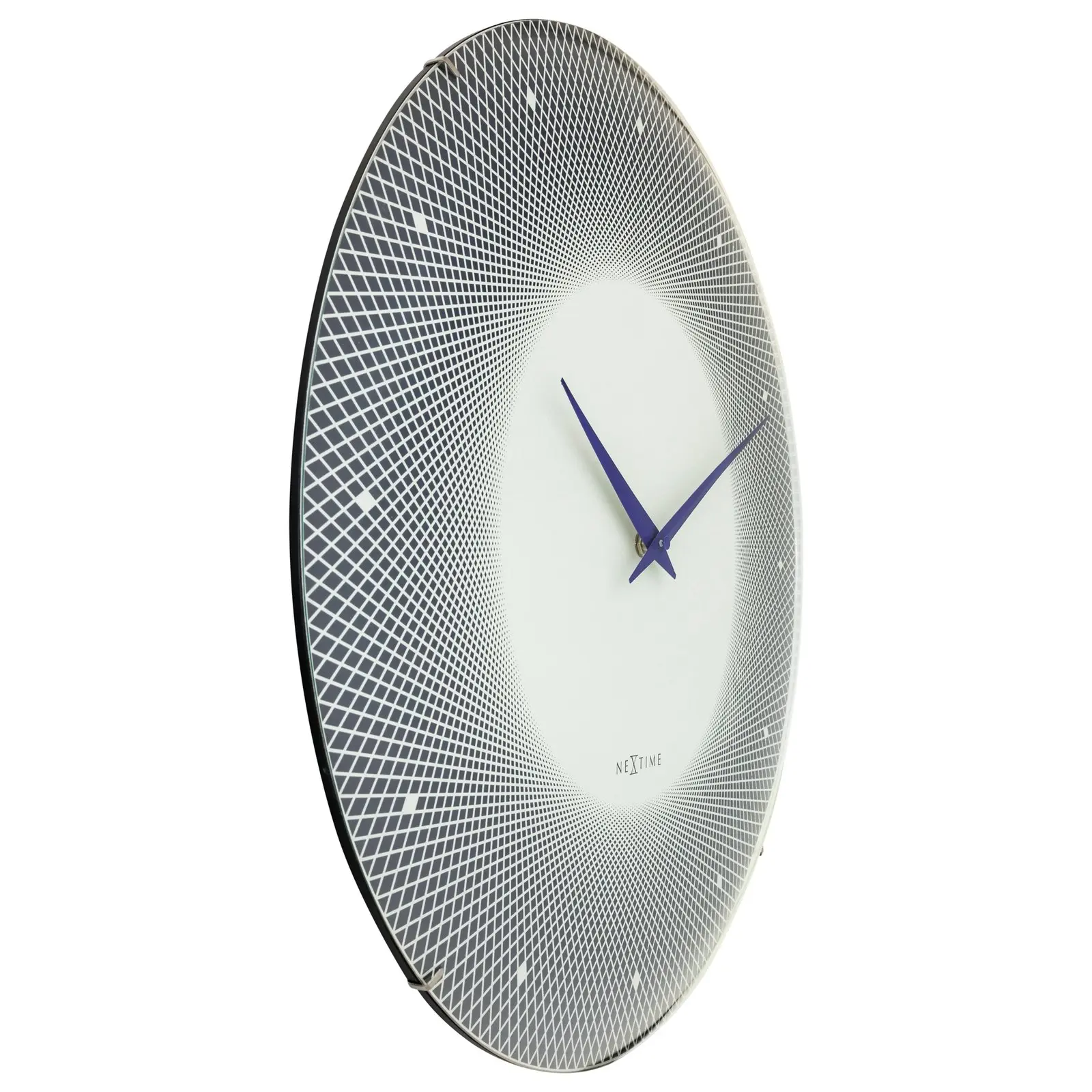 NeXtime Deep Glass Analogue 50cm Hanging Wall Clock Decor Silent Sweep Blue