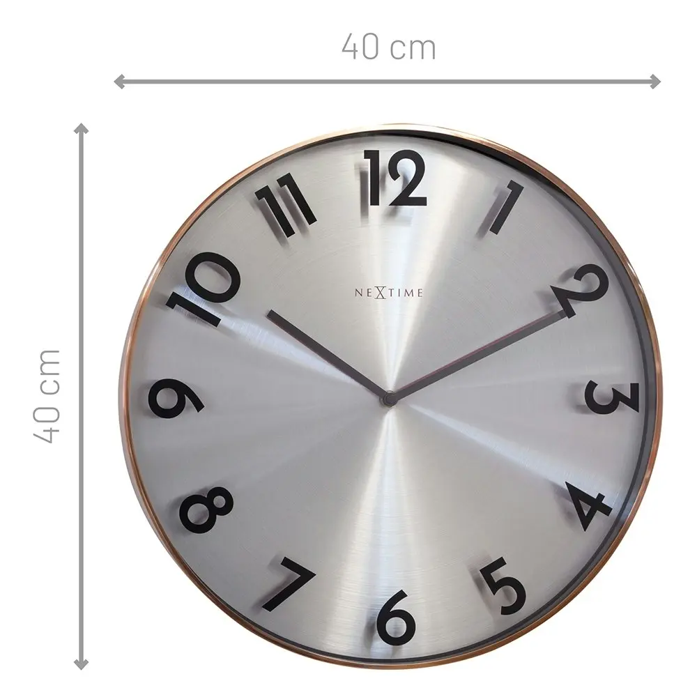 NeXtime Reflection 40cm Silent Wall Clock Hanging Round Home/Office Decor Copper