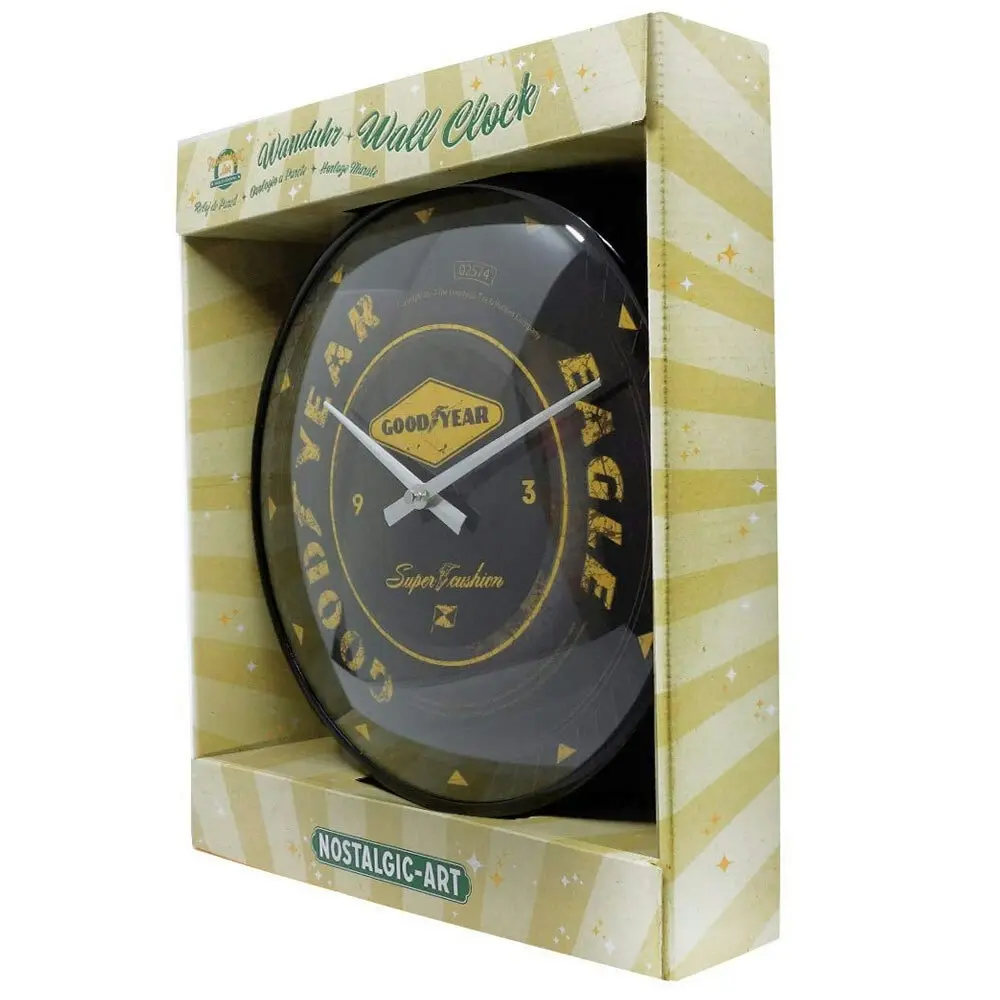 Nostalgic Art Quartz 30cm Wall Clock Analogue Metal Goodyear Wheel Home Decor