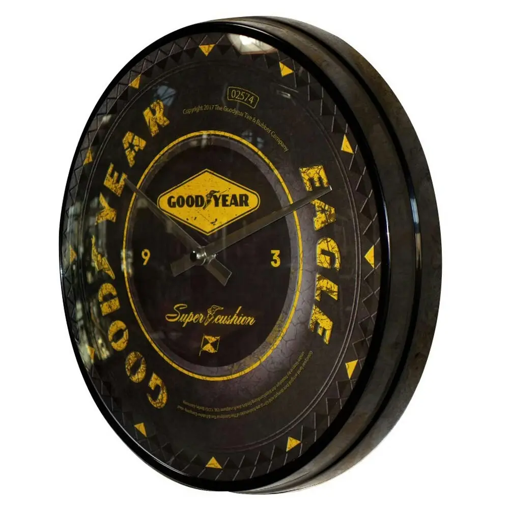 Nostalgic Art Quartz 30cm Wall Clock Analogue Metal Goodyear Wheel Home Decor