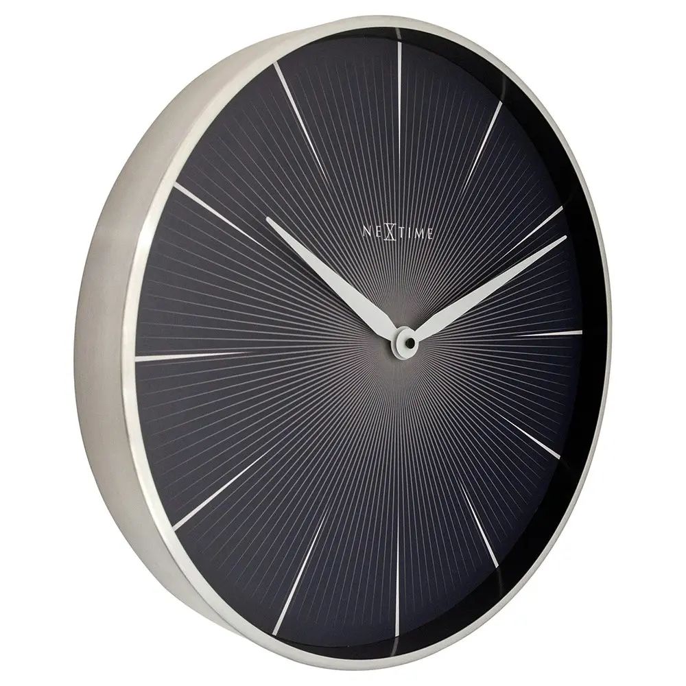 NeXtime 40cm 2 Seconds Silent Non-Ticking Round Analogue Metal Wall Clock Black