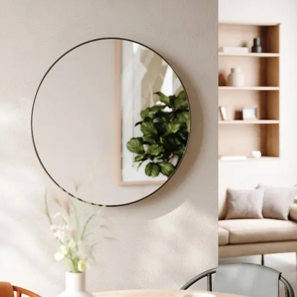 Umbra Hubba Round Indoor Wall Hanging Glass Mirror Home Décor Titanium 86x3cm