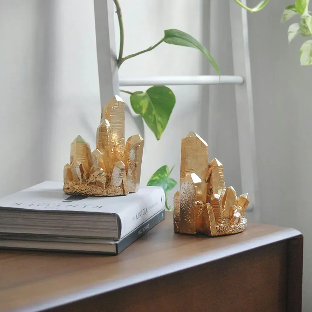 2pc White Moose 20x16cm Resin Geo Bookends Set Home/Office Book Holder Gold