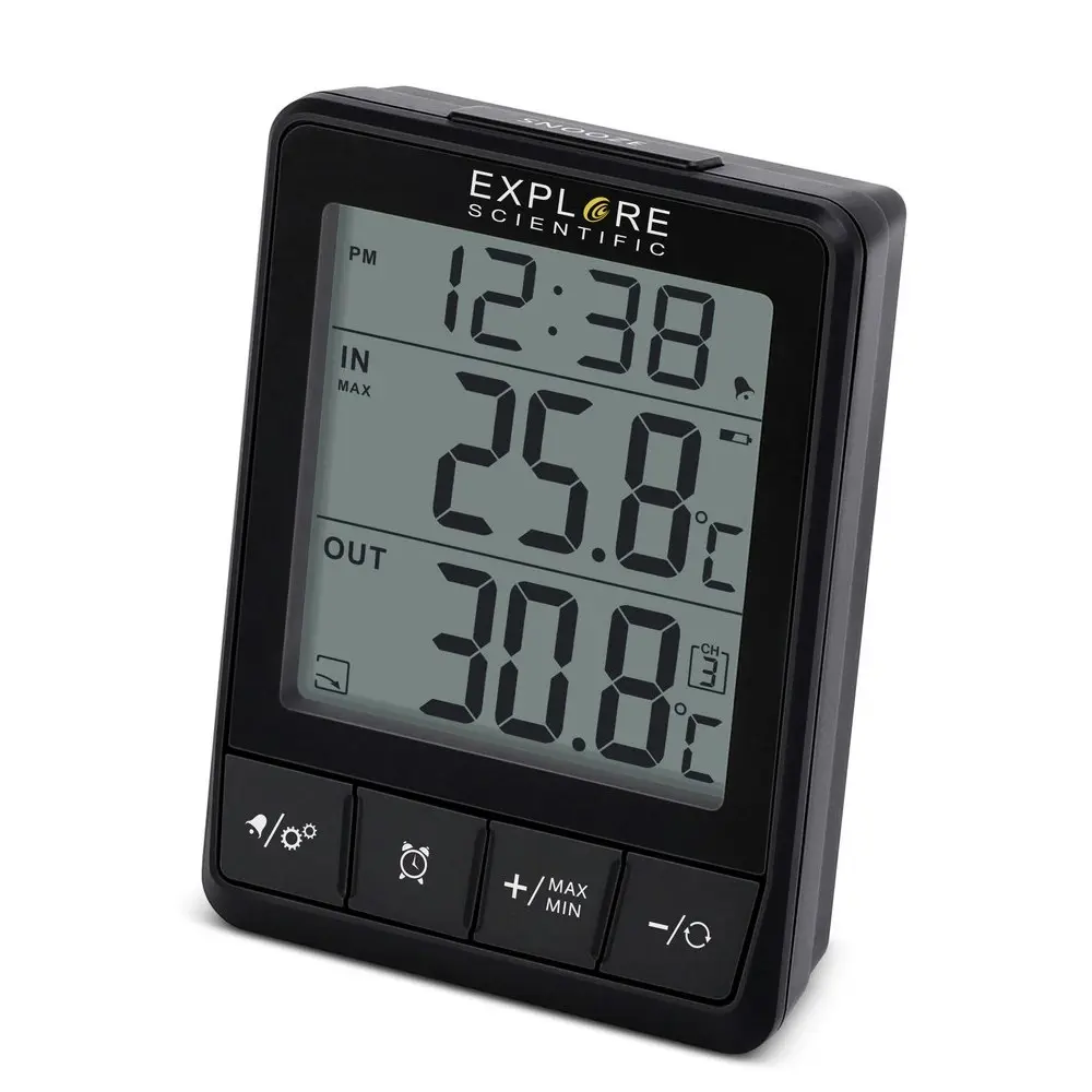 Explore Scientific Indoor/Outdoor 16.50cm Temperature Station w/ Time & Alarm