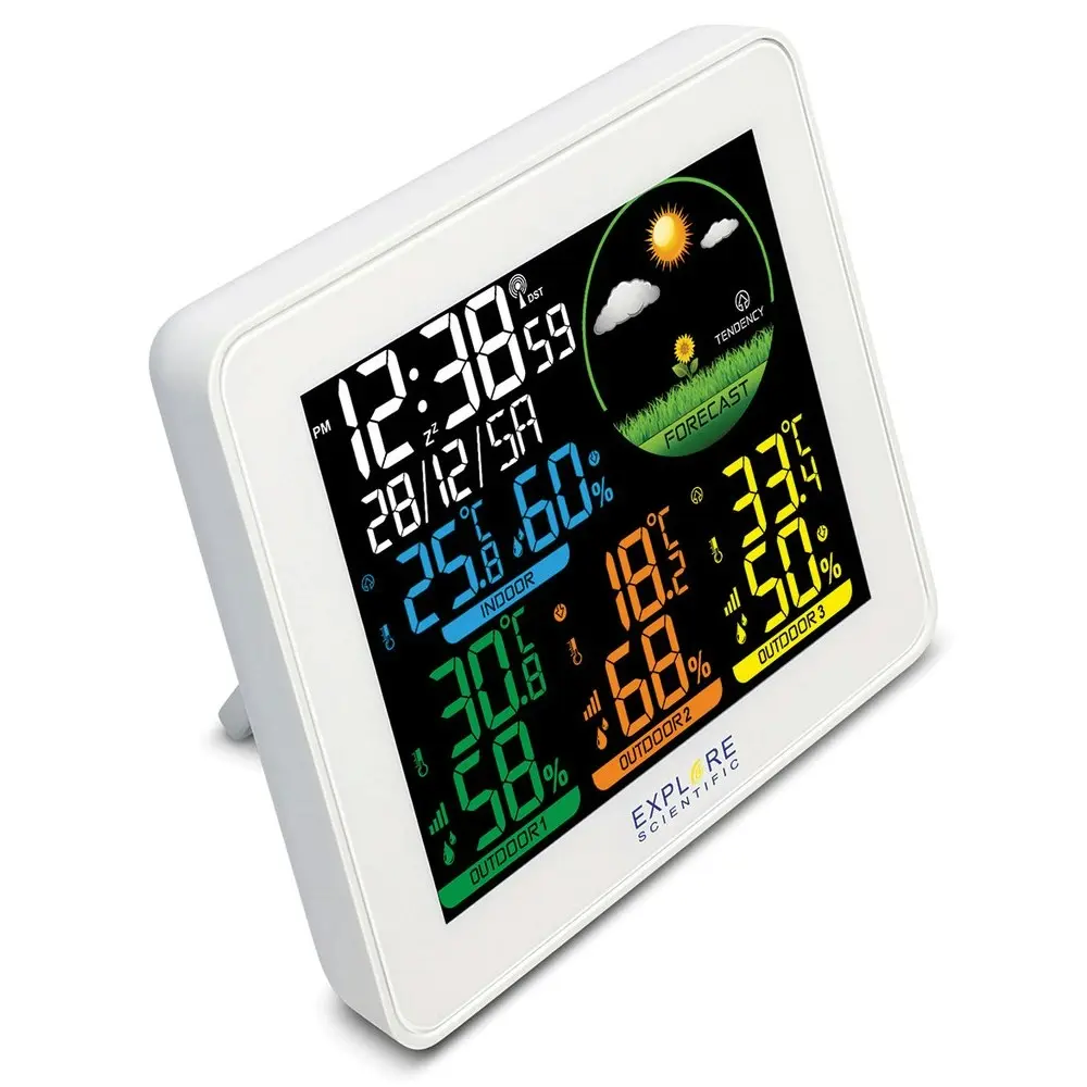 Explore Scientific Coloured Display Weather Station w/ Multi Zone Sensors White