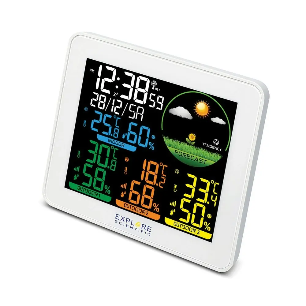 Explore Scientific Coloured Display Weather Station w/ Multi Zone Sensors White