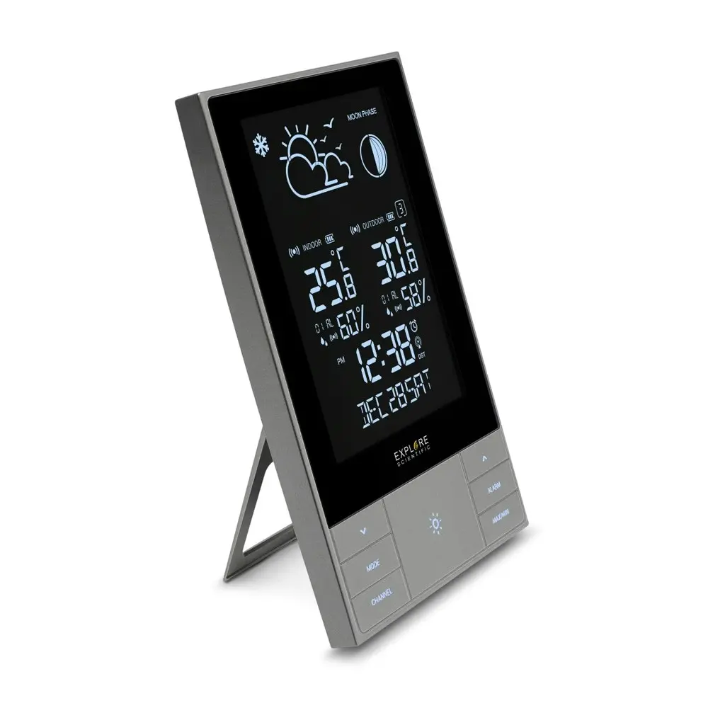 Explore Scientific Crystal Vision Modern LED Touch Key Vertical Weather Station