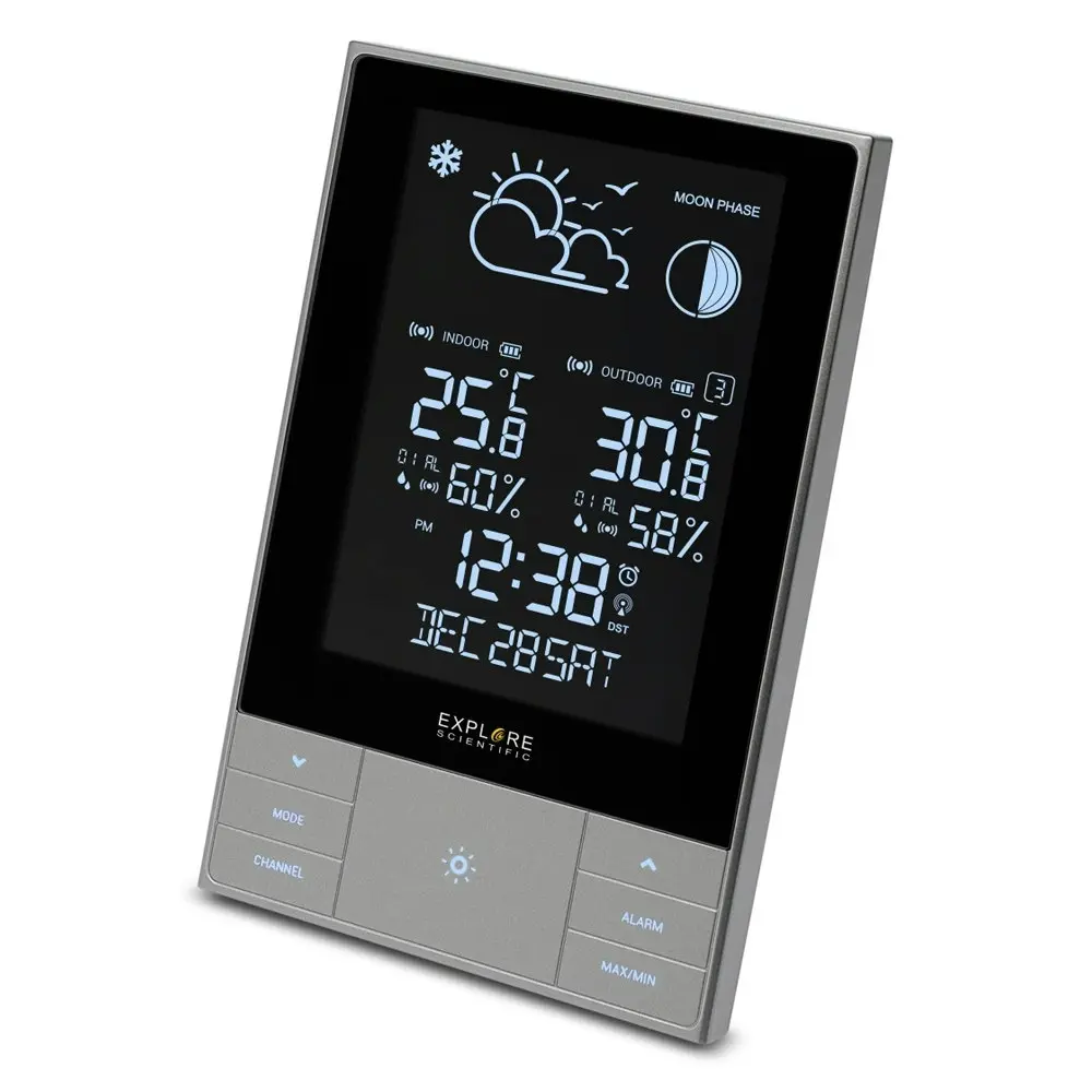 Explore Scientific Crystal Vision Modern LED Touch Key Vertical Weather Station