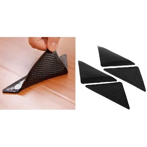 4PK Rug Gripper Reusable/Washable Anti Skid Non Slip Stopper Floor Mat Grip BLK