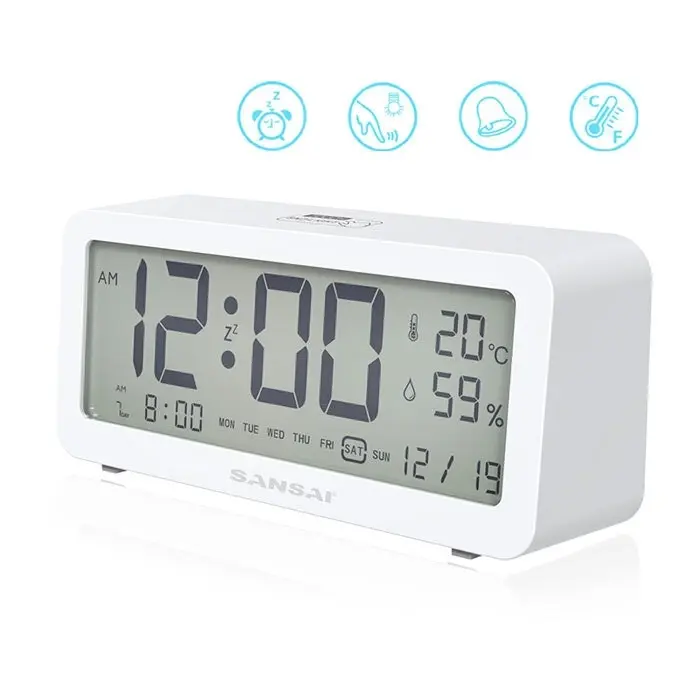 Sansai LED LCD Digital 12/24h Alarm/Snooze Clock/Date/Temperature 7" Display