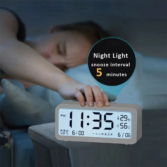 Sansai LED LCD Digital 12/24h Alarm/Snooze Clock/Date/Temperature 7" Display