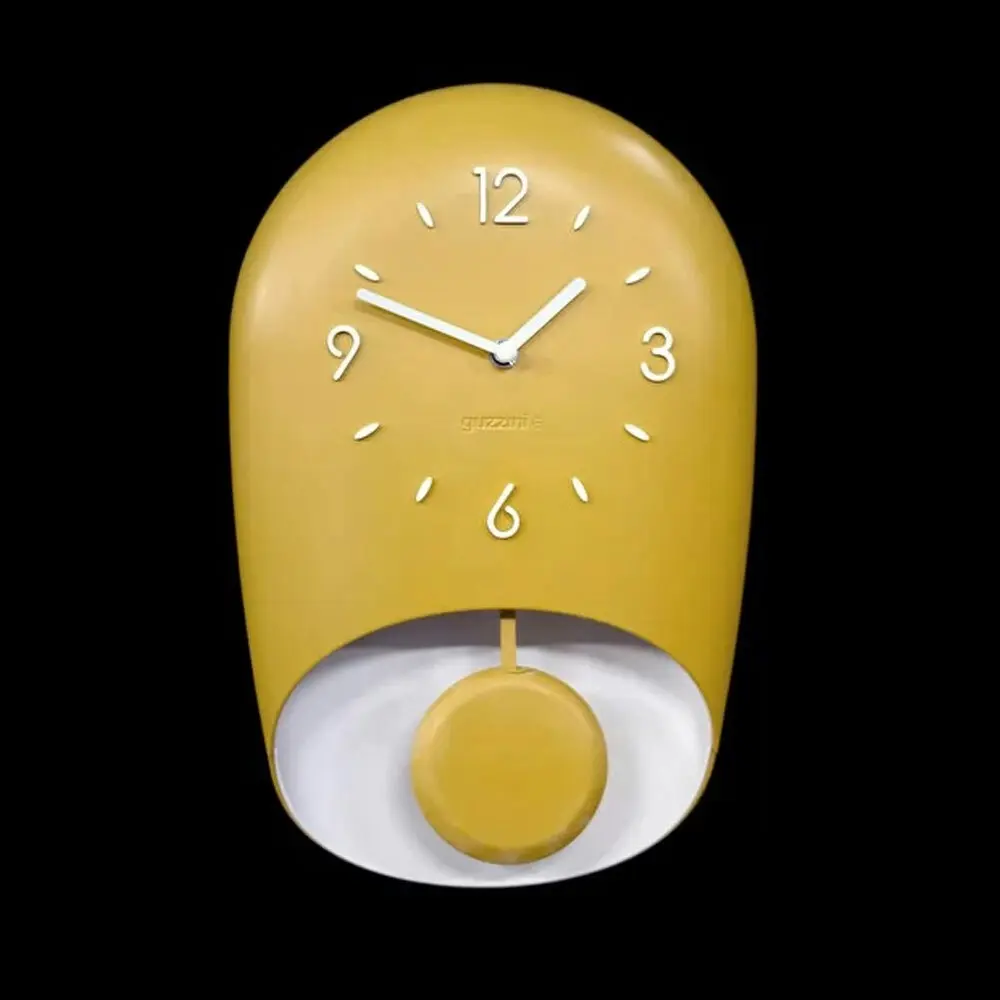 Guzzini Home Hanging Decor 33x22cm Wall Clock w/ Pendulum Bell Mustard Yellow