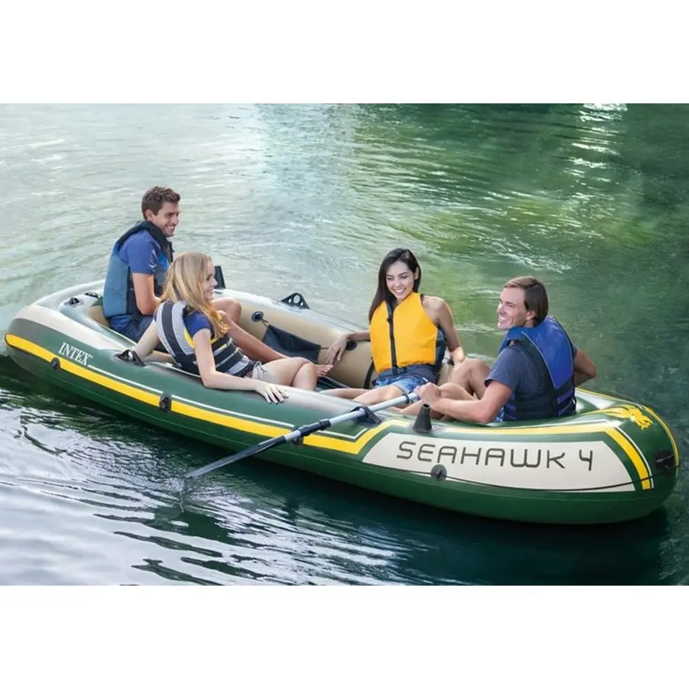 Intex Seahawk 4 350cm Inflatable Fishing Water Boating Set w/ Pump/Paddle Oars