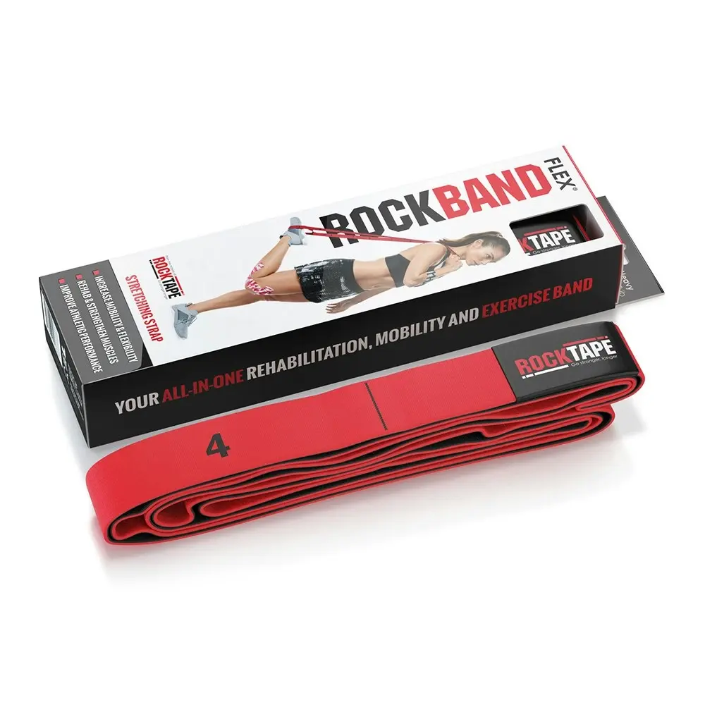 Rocktape Heavy 22-28lb RockBand Flex Strengthen Muscles Stretching Strap Red