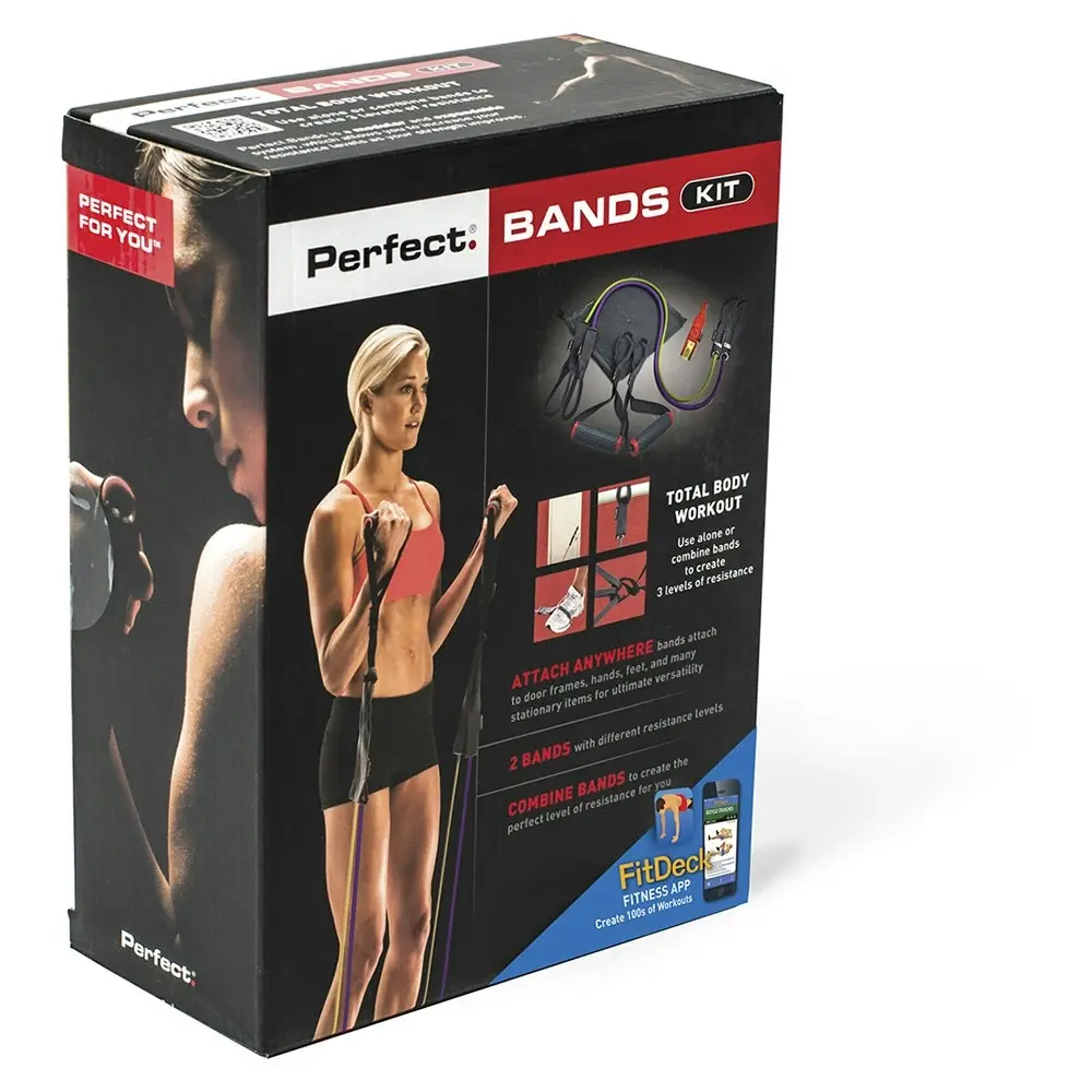 Perfect Fitness Attach Anywhere 10/15lb Resistance Strength Exercise Bands Kit