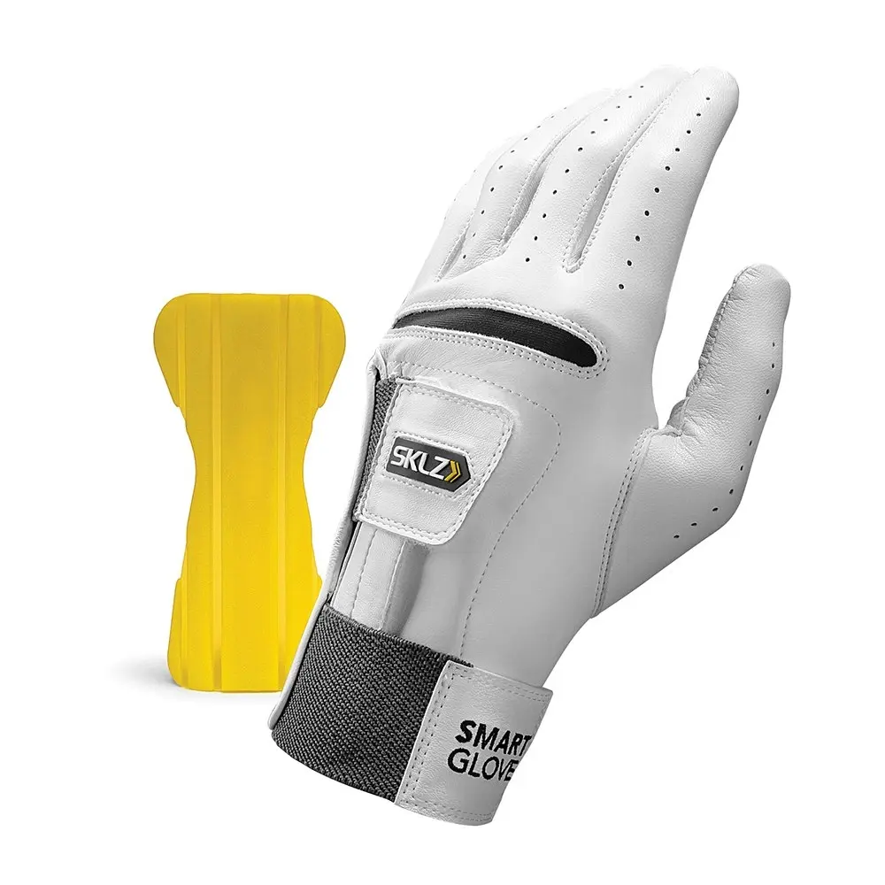 SKLZ Smart Lambskin Left-Handed Golf Glove Training Large White w/Wrist Guide