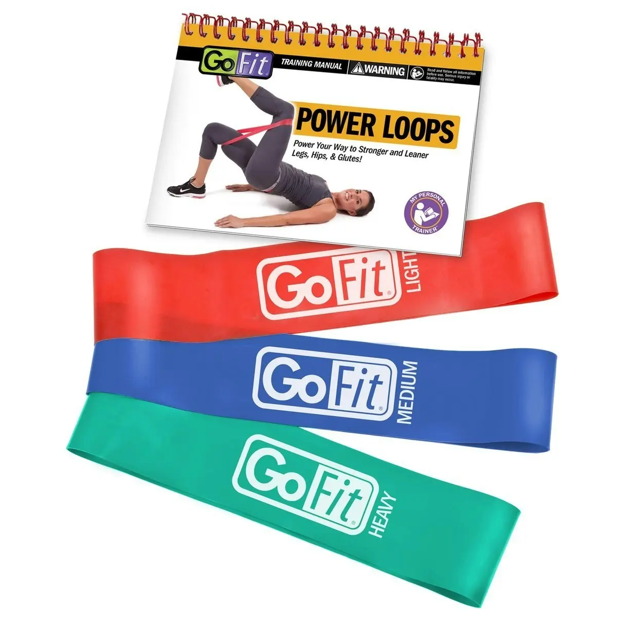 3pc Gofit 24cm Power Loop Fitness Workout/Strength Training Resistance Bands Set