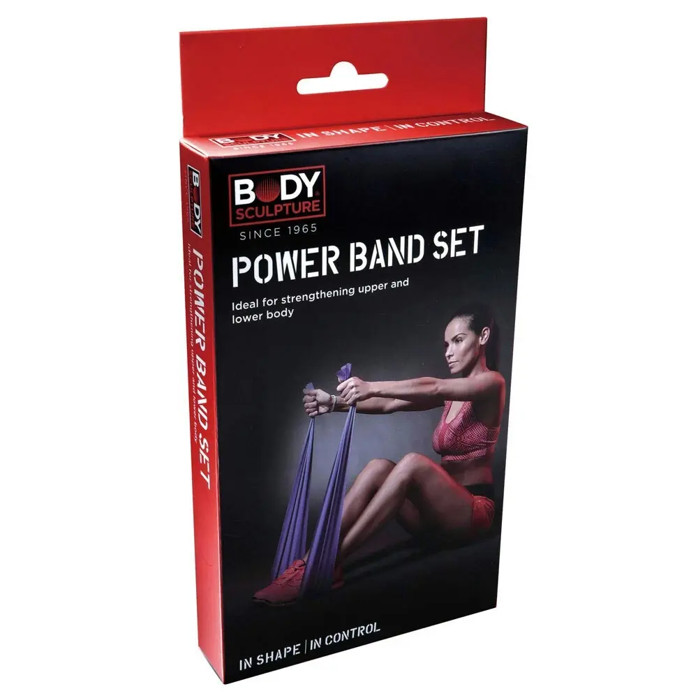 3pc Body Sculpture Power Band Resistance Training Set Home Gym Workout Bands