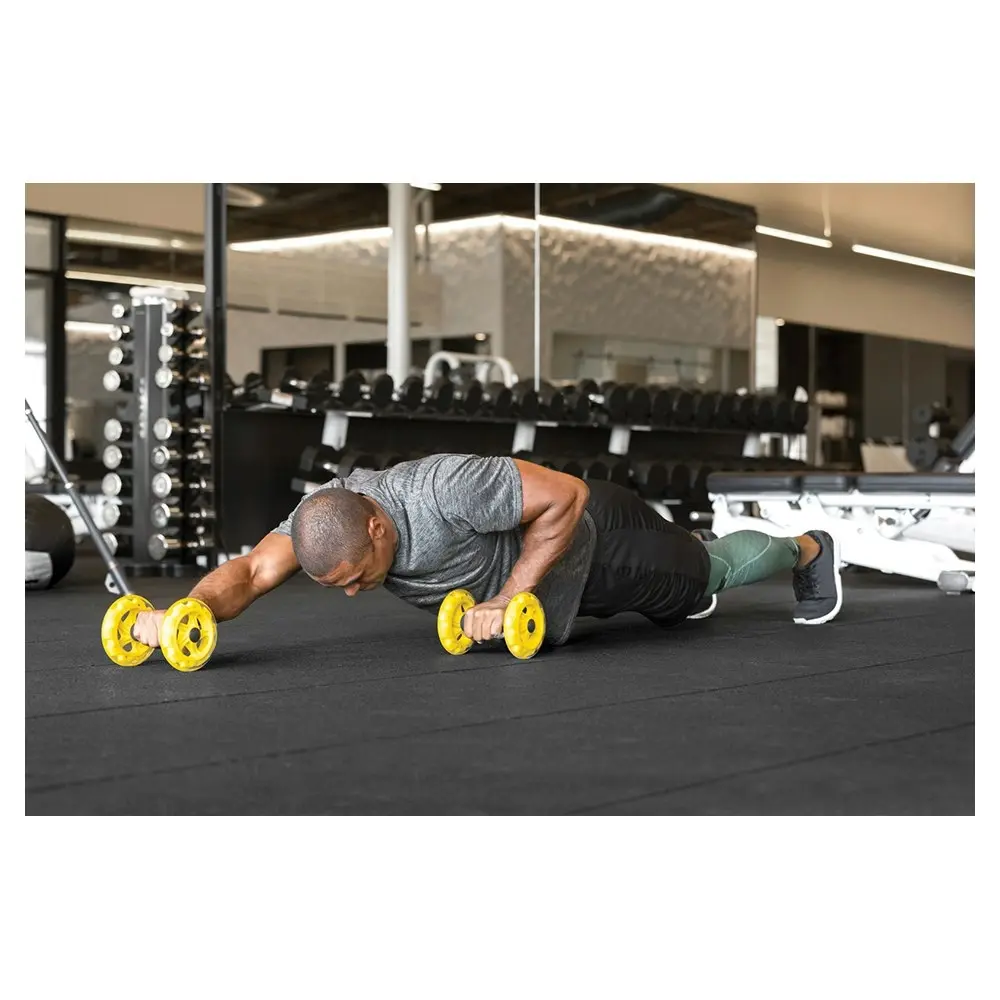 2pc SKLZ 24.13cm Rolling COREwheels Abdominal Full Body Strength Training Yellow