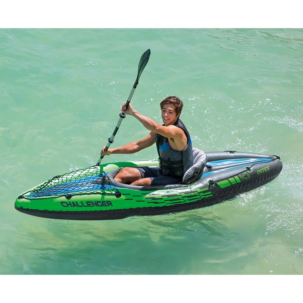 Intex Sports Challenger K1 Inflatable Kayak 1 Seat Floating Boat Oars River/Lake