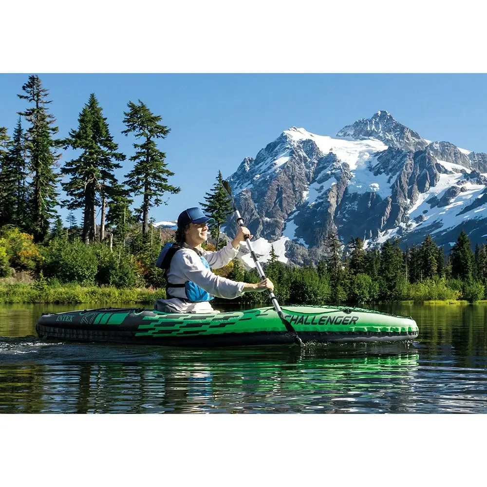 Intex Sports Challenger K1 Inflatable Kayak 1 Seat Floating Boat Oars River/Lake