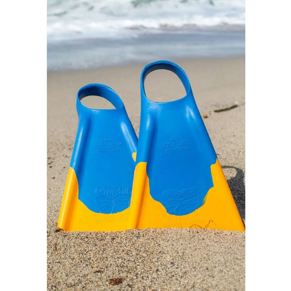 Makapuu Scuba Swimming Fin US 7-8.5 Medium Rubber Training Flippers Blue/Yellow