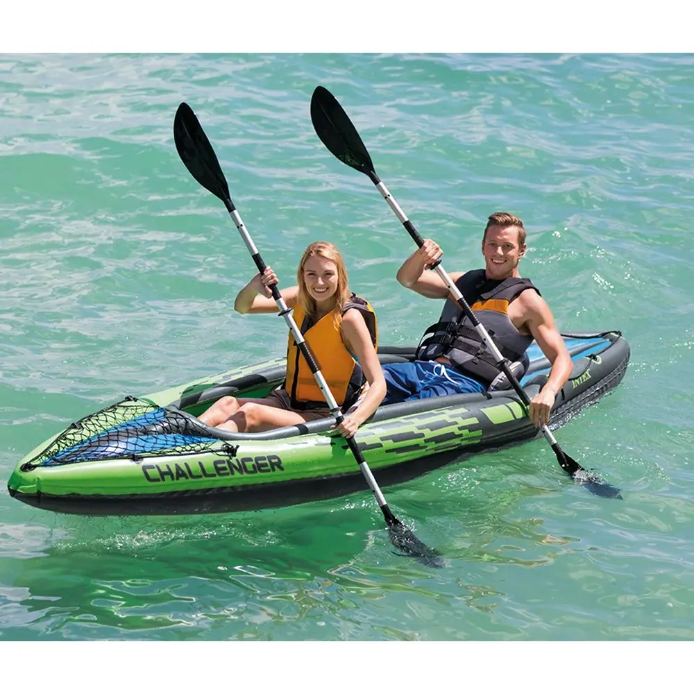 Intex Sports Challenger K2 Inflatable Kayak 2 Seat Floating Boat Oars River/Lake