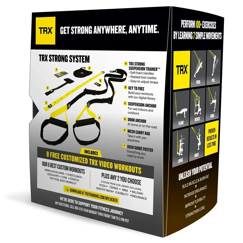 TRX Strong Suspension Trainer Home Exercise Kit w/ Straps/Door Anchor/Mesh Bag