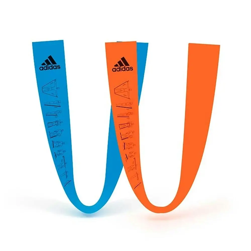 2pc Adidas Training Bands Latex Gym Fitness Strength Workout Exercise Orange/BL