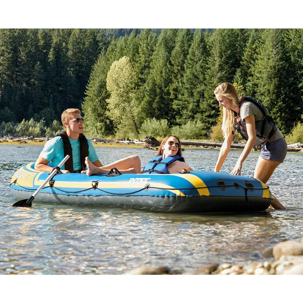 Intex 295cm Challenger 3 Inflatable/Floating Sports Boat w/ Oars/Paddles 14y+