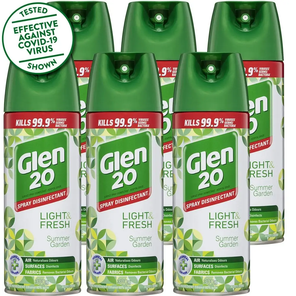 6PK Glen 20 Disinfectant Spray 300g Kills 99.9% of Germs Summer Garden