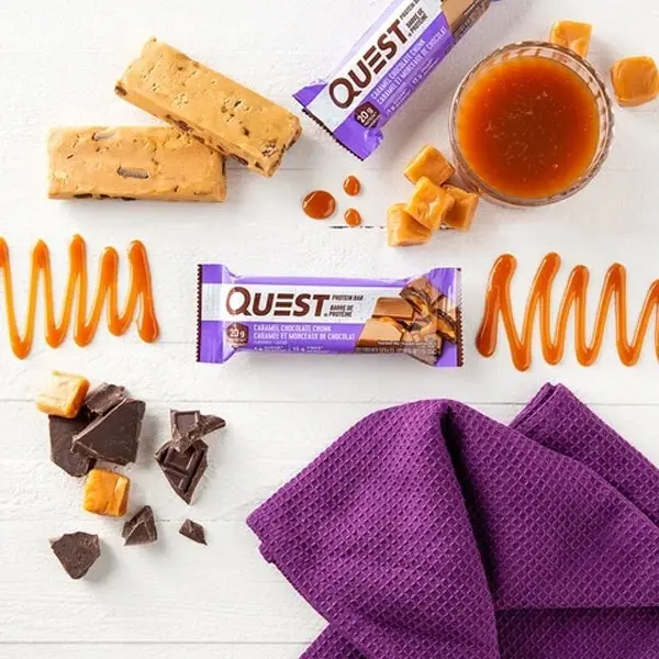 12pc Quest 60g High Protein Bar Healthy Snack Diet Treat Caramel Chocolate Chunk