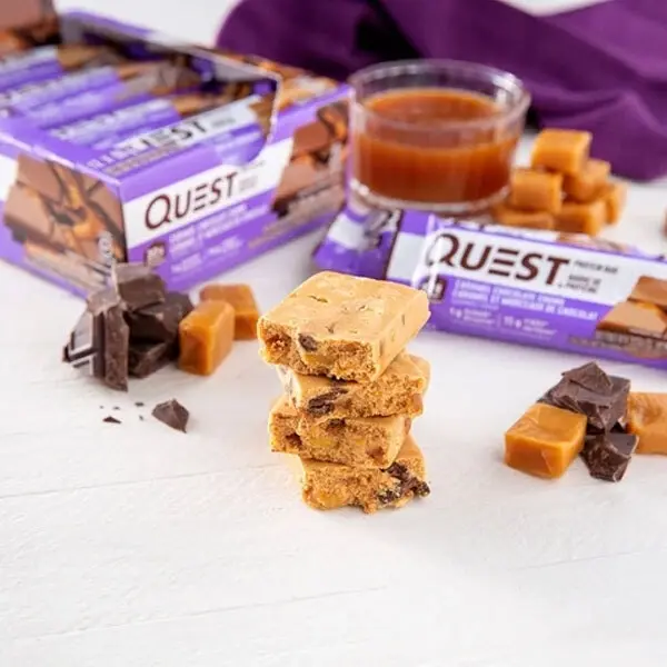 12pc Quest 60g High Protein Bar Healthy Snack Diet Treat Caramel Chocolate Chunk