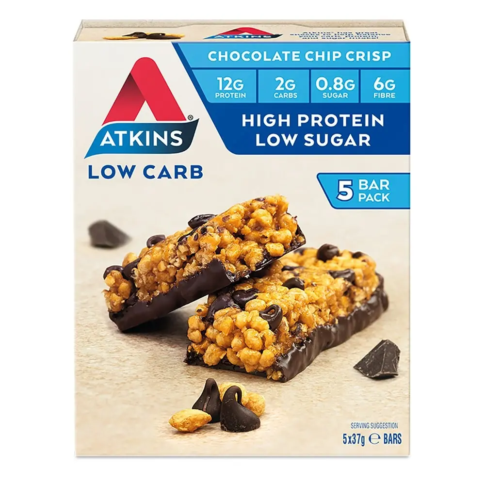 15pc Atkins Low Carb 37g Day Break Protein Bar Healthy Diet Snack Chocolate Chip