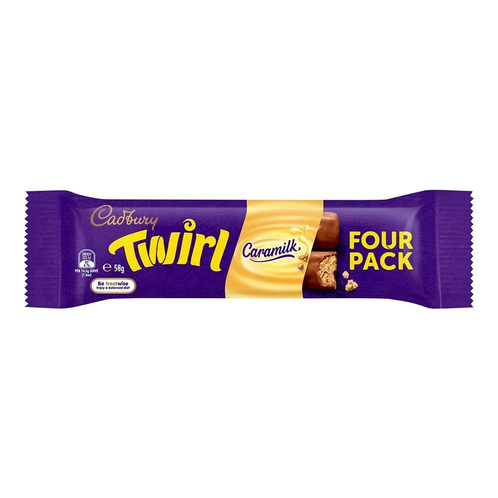 42pc Cadbury Twirl Milk Chocolate 58g Caramilk Sweet Confectionery Choco Bar