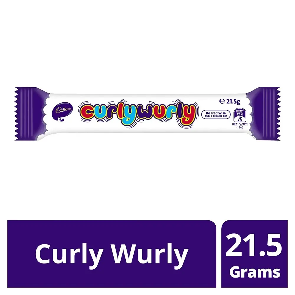 48pc Cadbury 21.5g Curly Wurly Milk Chocolate Caramel Confectionery Choco Bar