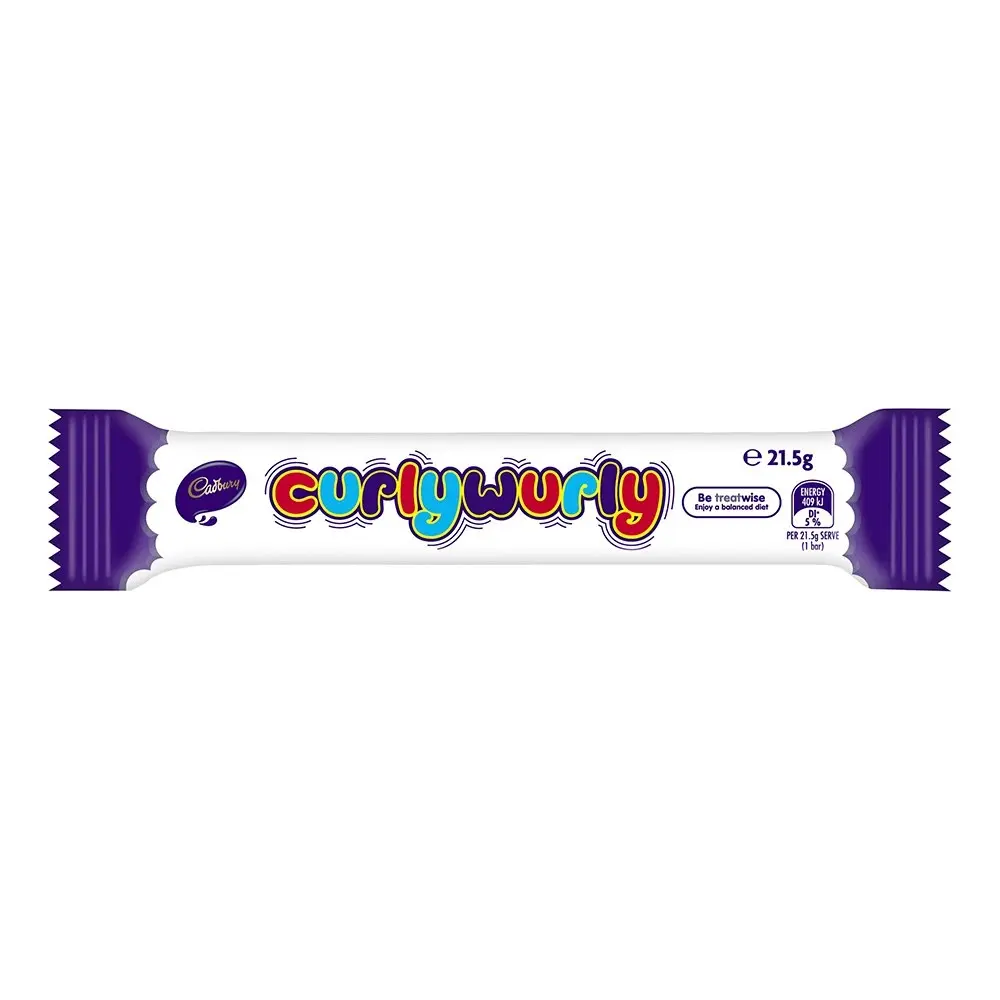 48pc Cadbury 21.5g Curly Wurly Milk Chocolate Caramel Confectionery Choco Bar