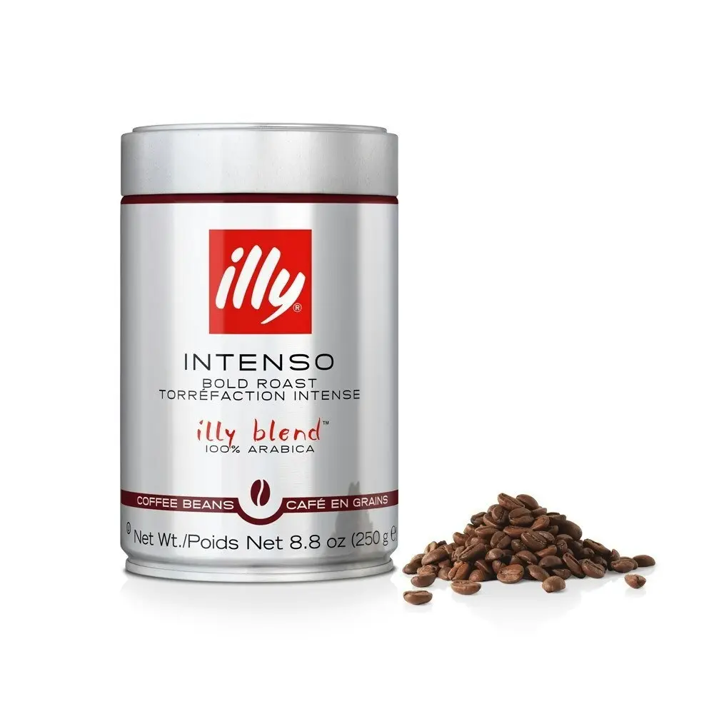 3x Illy 250g Intenso Arabica Coffee Beans Robust/Bold Roast/Full Bodied Drink