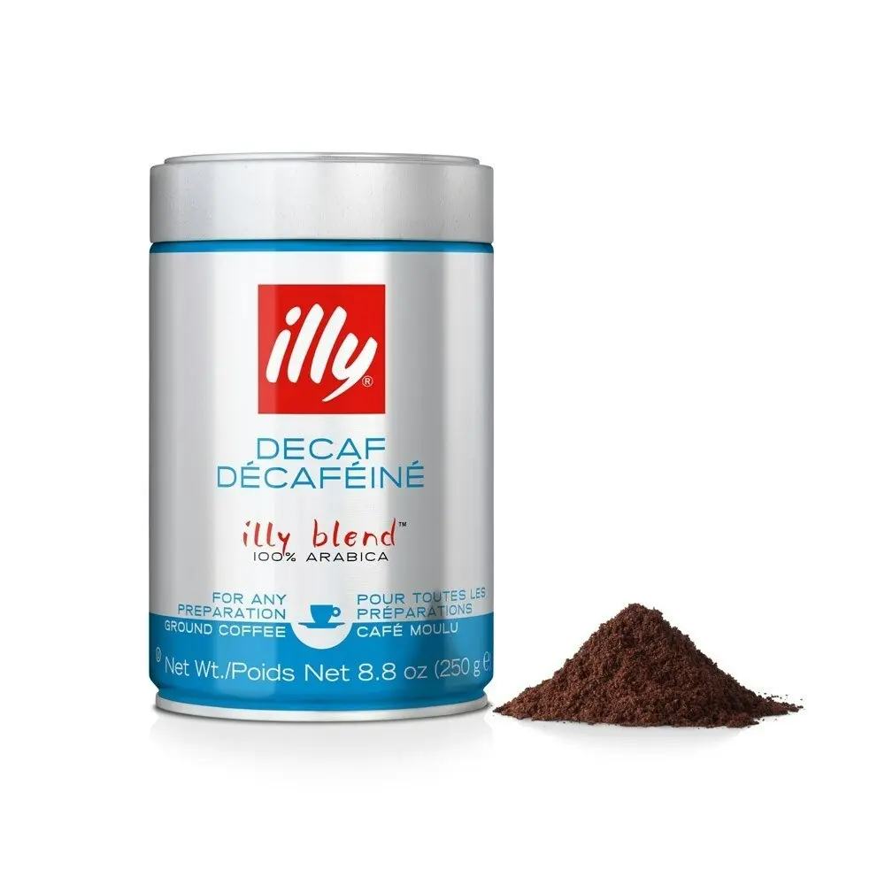 3x Illy 250g Decaf Espresso Arabica Ground Coffee Classic Roast/Sweet Notes