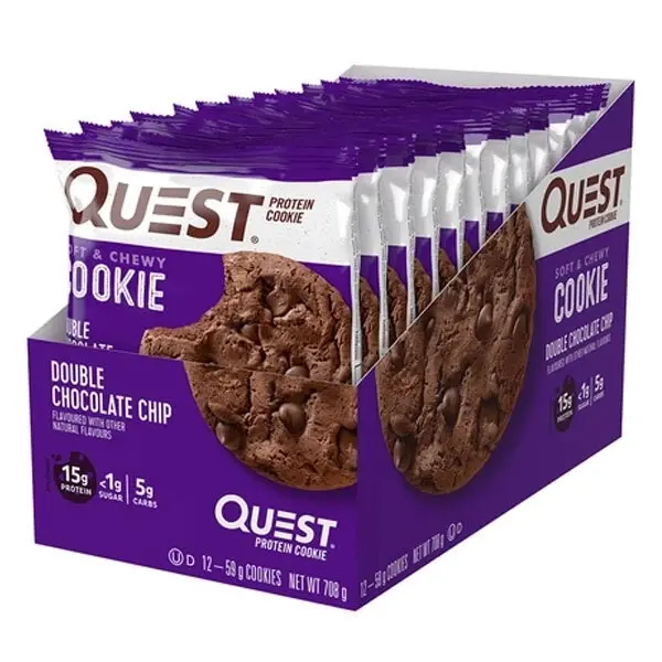 12pc Quest 59g Protein Cookie Weight Management Diet Snack Double Chocolate Chip