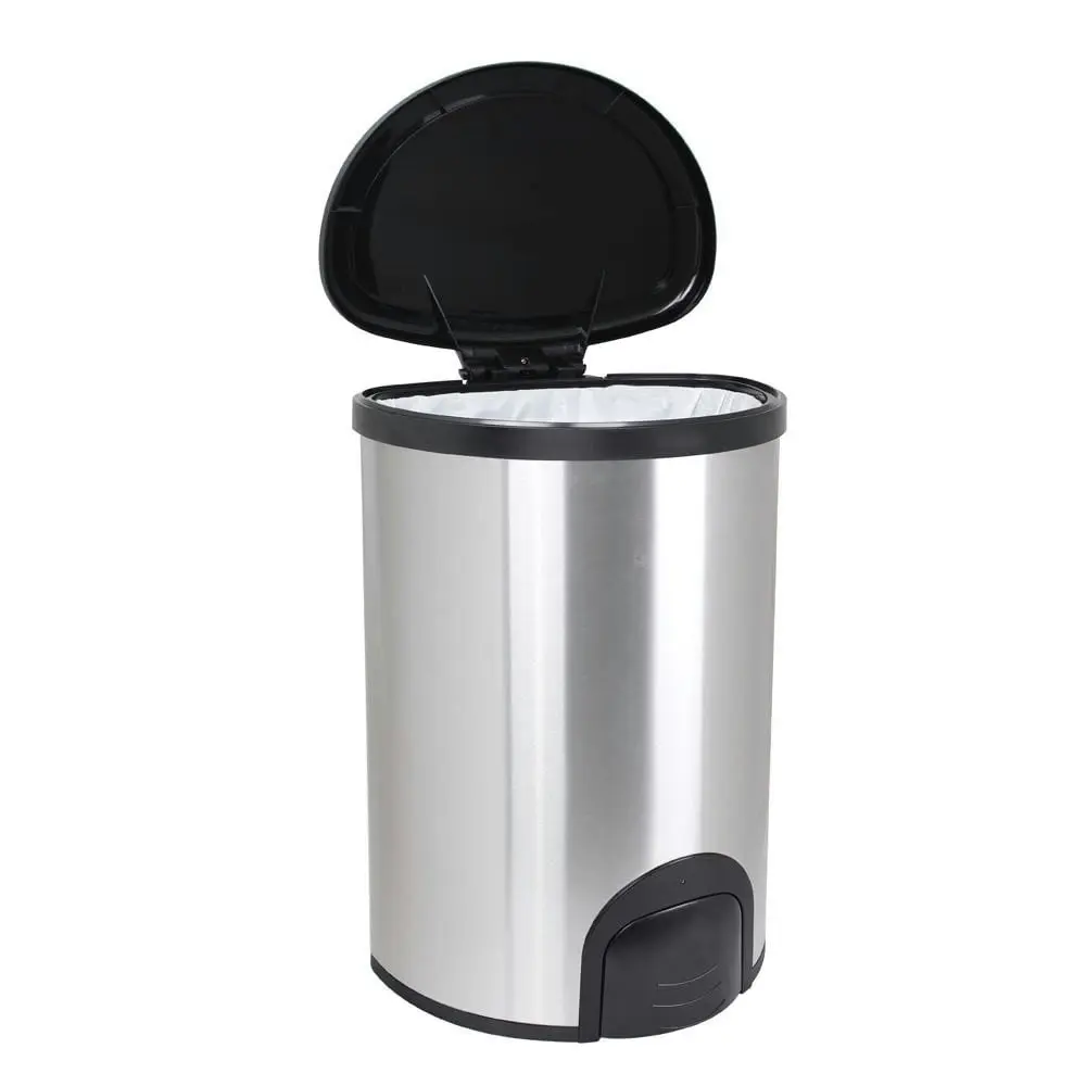 White Magic 20L Smart Bin Toe Tap Rubbish Can Foot Pedal Trash Container Silver