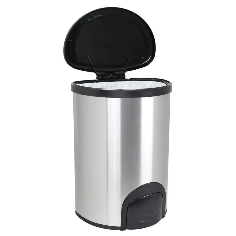 White Magic 12L Smart Bin Toe Tap Rubbish Can Foot Pedal Trash Container Silver