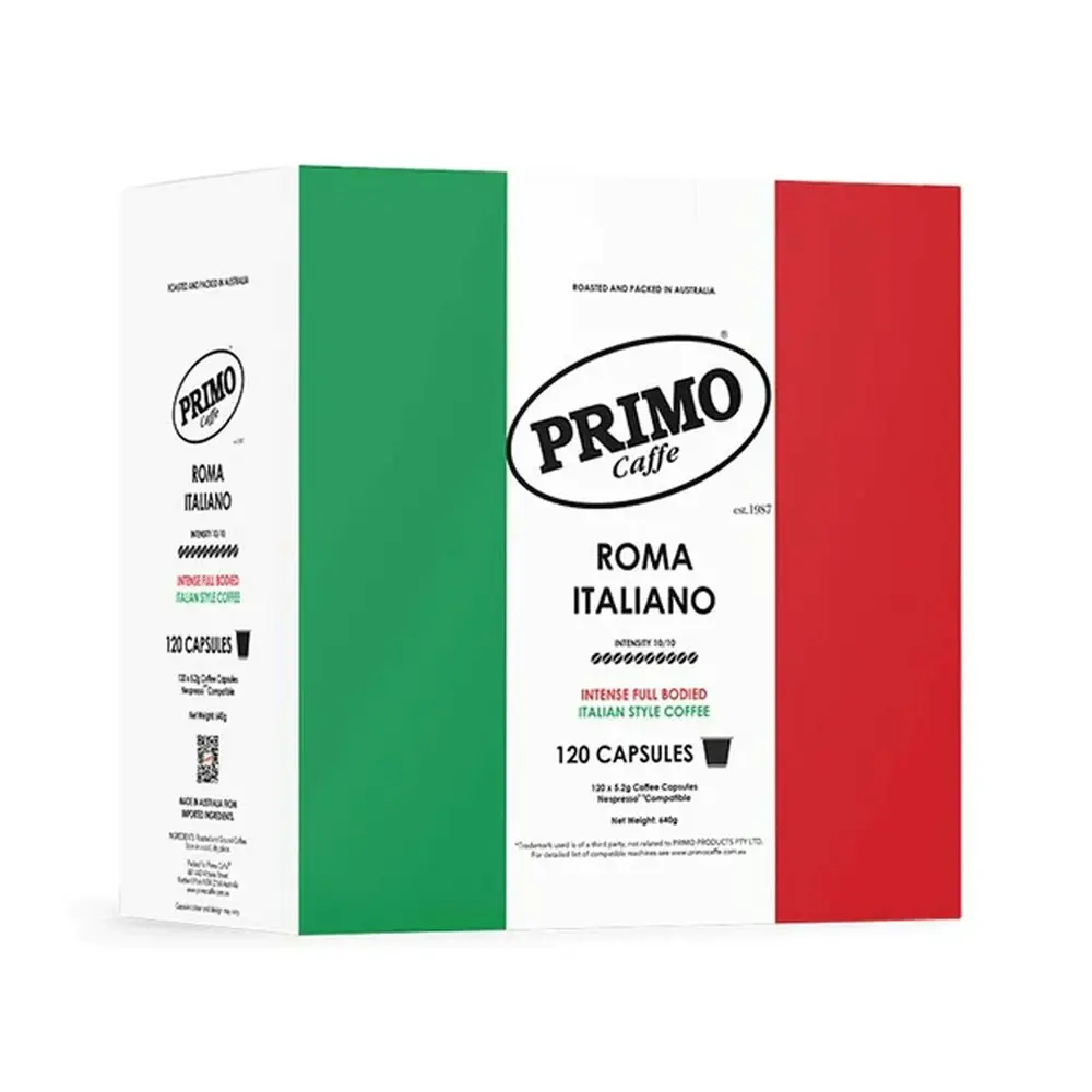 120pc Primo Caffe Roma Italiano Intense Capsules Pods 640g Nespresso Compatible