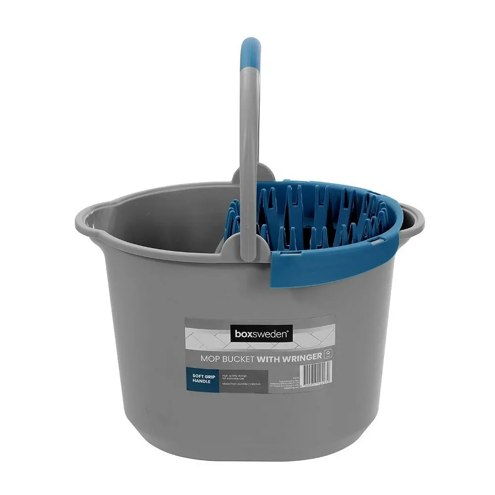 2x Boxsweden Kitchen Floor Cleaning 10.5L Mop Wringer Bucket w/ Soft Grip Handle