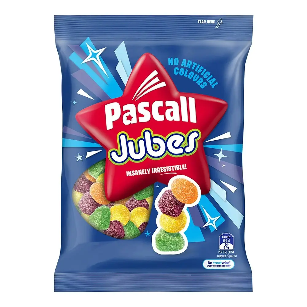 6x Pascall 300g Jubes Chewy Lollies Confectionery Candy Sweet Party Treats