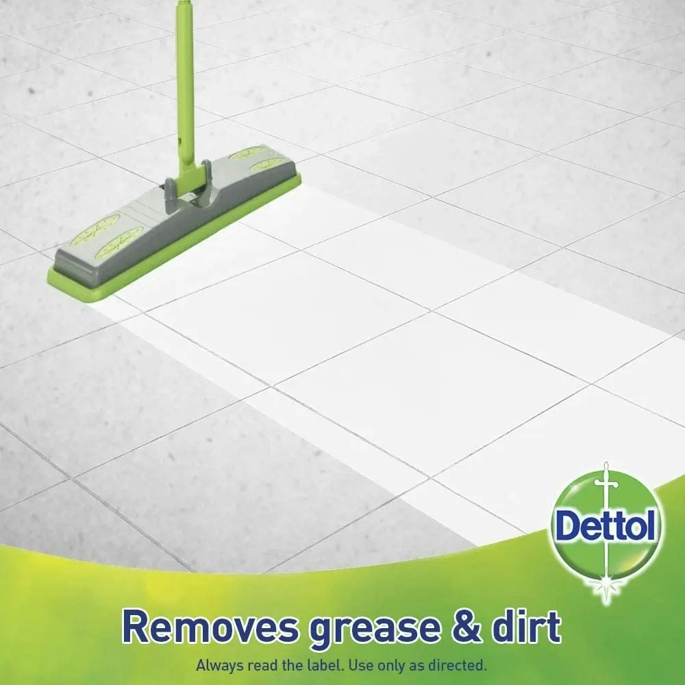 2x Dettol Healthy Clean Antibacterial Floor Wipe Cleaning System Fresh Lime Mint