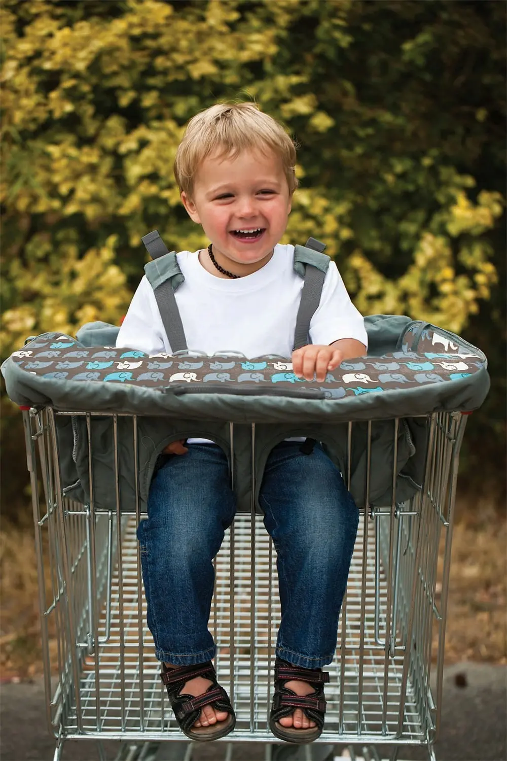 Playette Protective Cover For Shopping Trolley/Baby High Chair Elephant Grey