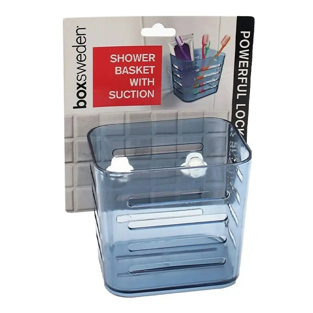 4x Boxsweden Bathroom Basket 10.5cm w/ Suction Shower Bathroom Organiser Asst.